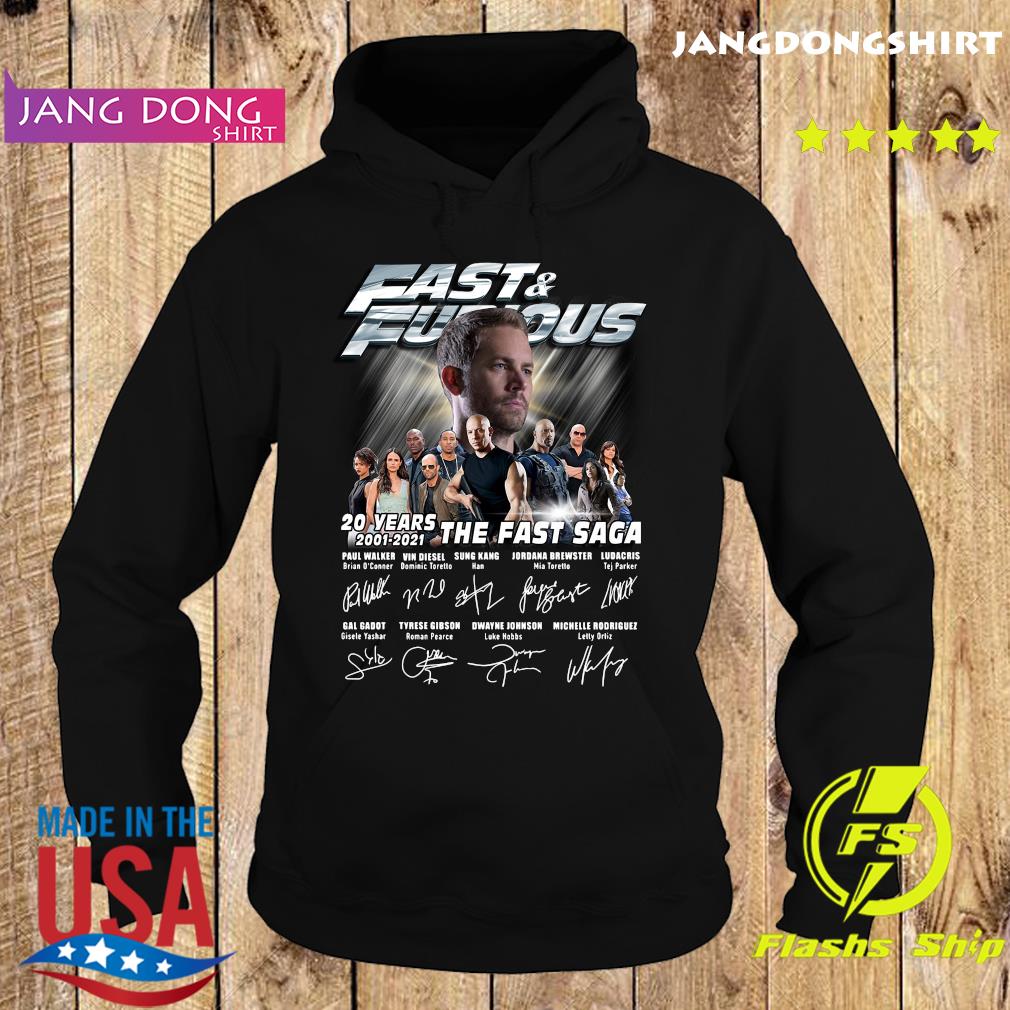 Paul Walker With Fast And Furious Movie Characters 20 Years 2001 2021 The Fast Saga Signatures Shirt Hoodie